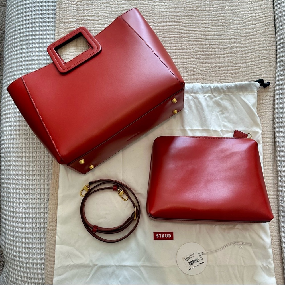 STAUD Shirley Red Tote Bag Set